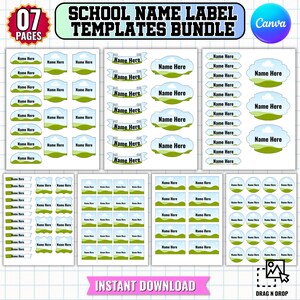Name Label Canva Template, School Name Label, Student Name Labels, Editable School Stickers, Printable Back to School