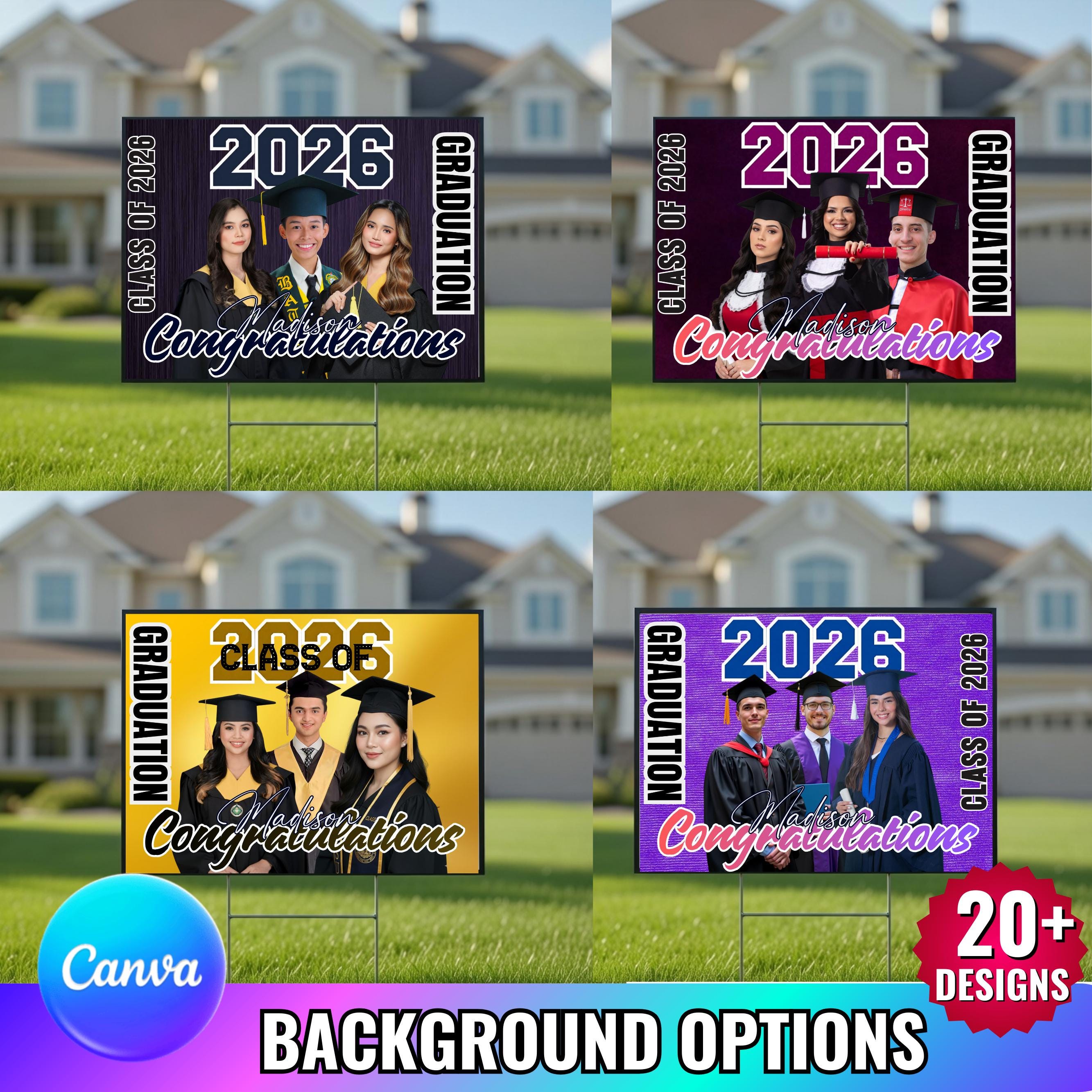 Grad Sign Templates Graduation Yard Sign Canva Editable Templates, Congrats Grad Signs ...