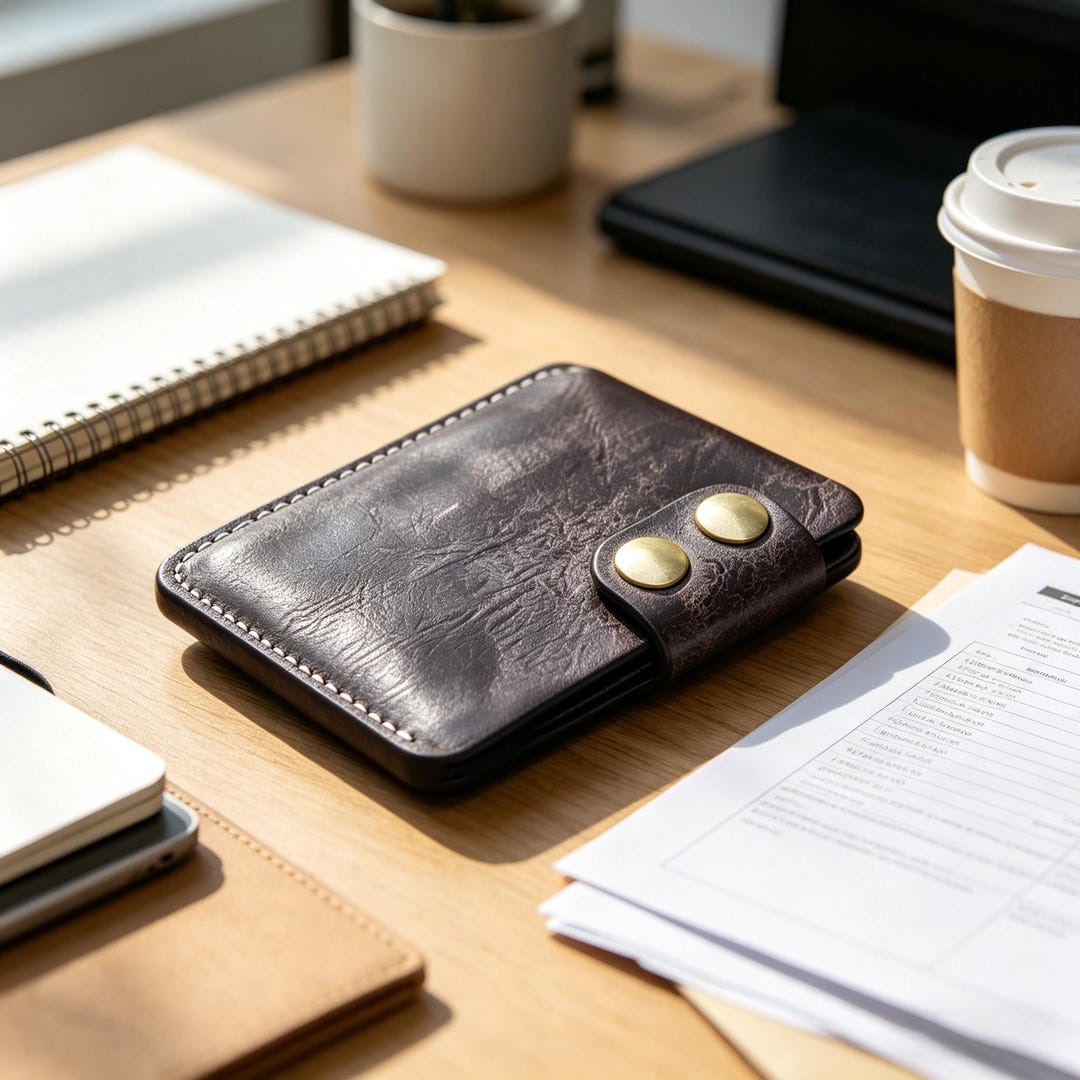Classic Snap-button Genuine Leather Wallet, Minimalist Design, Durable ...