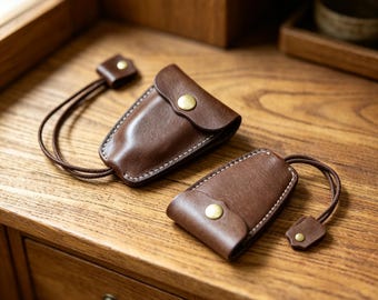 Handmade Full Grain Leather Key Holder, Vintage Style Key Pouch, Minimalist Key Organizer, Gift for Men, EDC Key Case