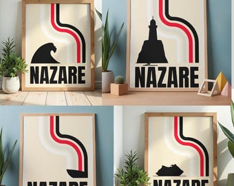 NAZARE Poster Bundle in 3 Colors | Bauhaus Style Wall Art