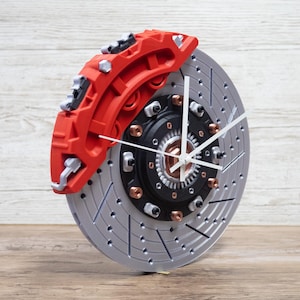 Orologio a disco freno / Orologio da parete da corsa / Decorazione per garage / Arte JDM per garage / Arte automobilistica da parete / Decorazione per auto da corsa / Regali per appassionati di auto Silver