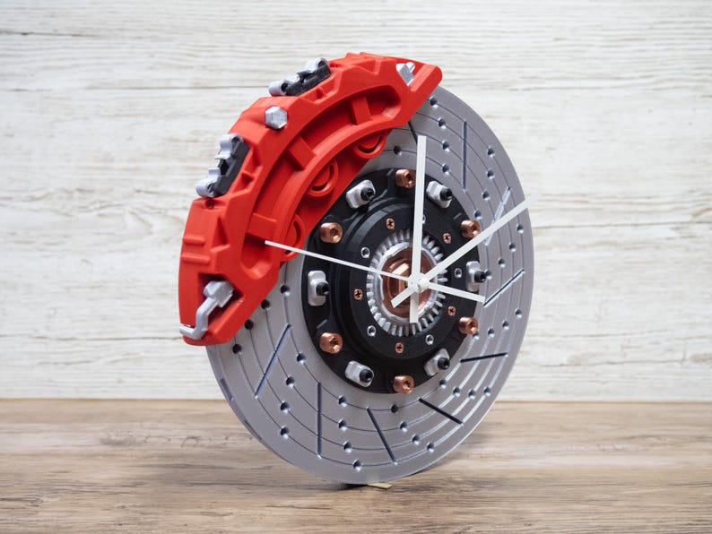 Orologio a disco freno / Orologio da parete da corsa / Decorazione per garage / Arte JDM per garage / Arte automobilistica da parete / Decorazione per auto da corsa / Regali per appassionati di auto Silver