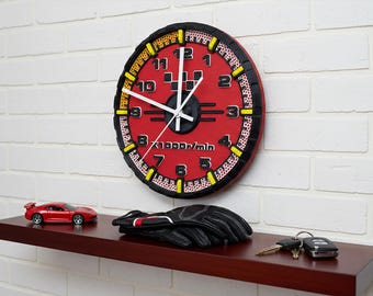 Speedometer Clock - Wall Art for Man Cave Decor - Unique Car Guy Gift & Automotive Wall Clock for racing track fans