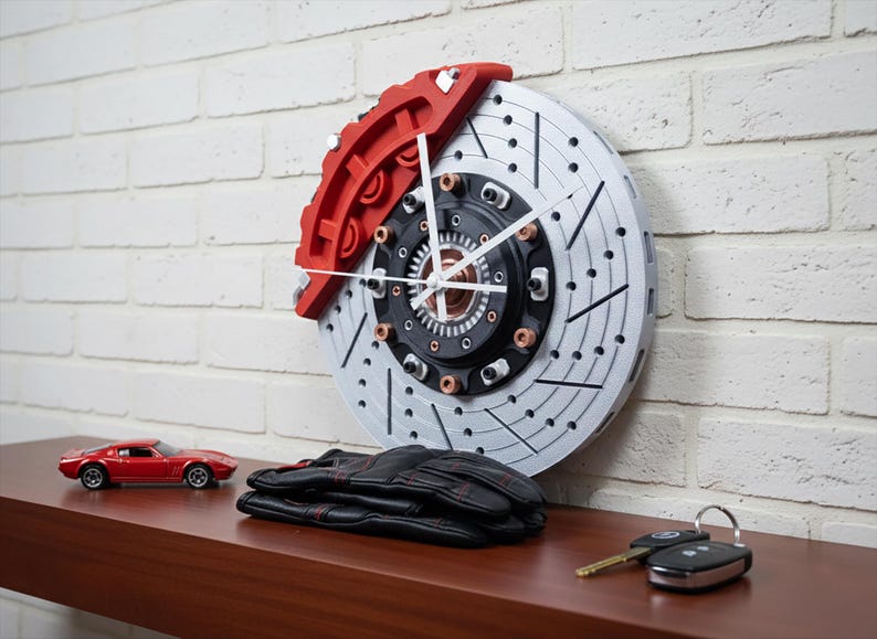 Orologio a disco freno / Orologio da parete da corsa / Decorazione per garage / Arte JDM per garage / Arte automobilistica da parete / Decorazione per auto da corsa / Regali per appassionati di auto immagine 6