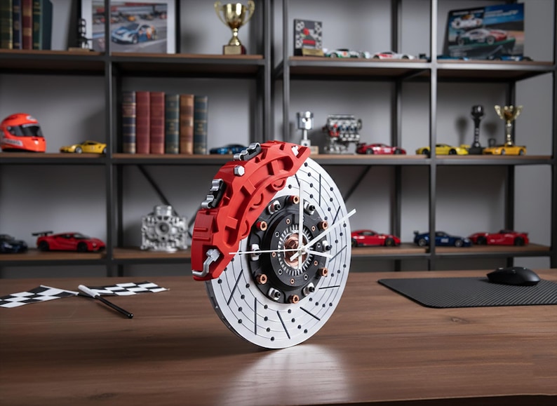 Orologio a disco freno / Orologio da parete da corsa / Decorazione per garage / Arte JDM per garage / Arte automobilistica da parete / Decorazione per auto da corsa / Regali per appassionati di auto immagine 3