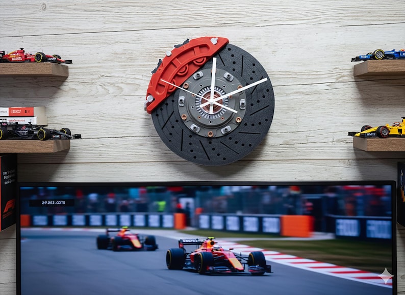 Orologio a disco freno / Orologio da parete da corsa / Decorazione per garage / Arte JDM per garage / Arte automobilistica da parete / Decorazione per auto da corsa / Regali per appassionati di auto immagine 4