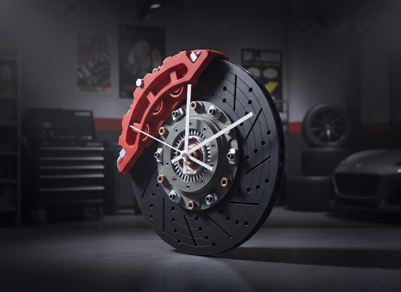 Orologio a disco freno / Orologio da parete da corsa / Decorazione per garage / Arte JDM per garage / Arte automobilistica da parete / Decorazione per auto da corsa / Regali per appassionati di auto immagine 11