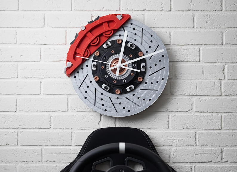 Orologio a disco freno / Orologio da parete da corsa / Decorazione per garage / Arte JDM per garage / Arte automobilistica da parete / Decorazione per auto da corsa / Regali per appassionati di auto immagine 8