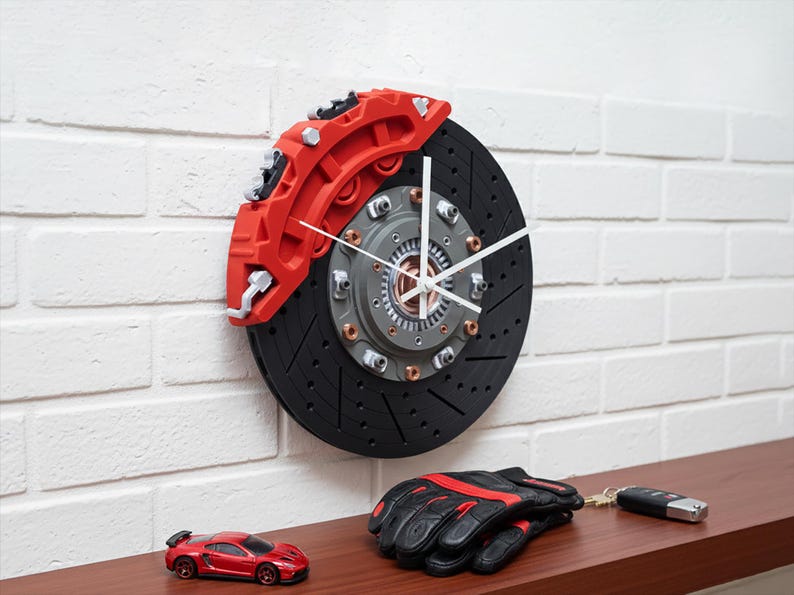 Orologio a disco freno / Orologio da parete da corsa / Decorazione per garage / Arte JDM per garage / Arte automobilistica da parete / Decorazione per auto da corsa / Regali per appassionati di auto immagine 13