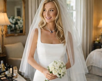 Two-Tier Blusher Veil, Double Layer Soft Tulle Wedding Veil