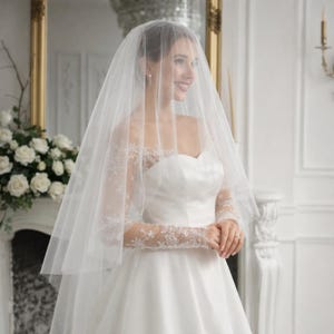 Long two layer wedding veil, tulle bridal veil, double layer veil for bride, soft long wedding veil, classic bridal veil