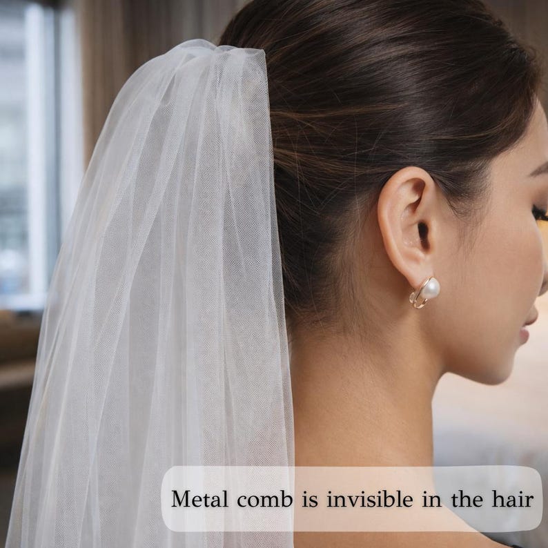 Two-Tier Blusher Veil, Double Layer Soft Tulle Wedding Veil image 13