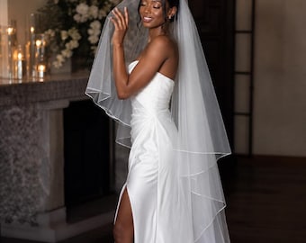 Rolled Edge Wedding Veil Sheer Tulle