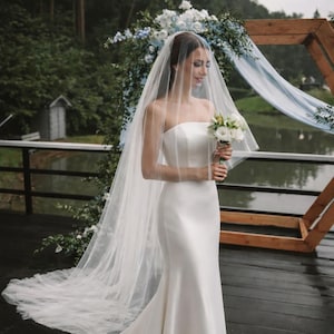 Long two layer wedding veil, tulle bridal veil, double layer veil for bride, soft long wedding veil, classic bridal veil
