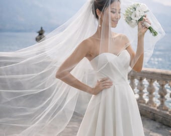 Two Tier Bridal Veil, Soft Tulle Double Layer Wedding Veil