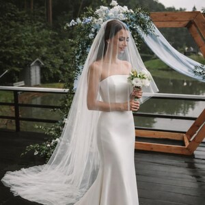 Long two layer wedding veil, tulle bridal veil, double layer veil for bride, soft long wedding veil, classic bridal veil