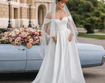 Two-Tier Blusher Veil, Double Layer Soft Tulle Wedding Veil