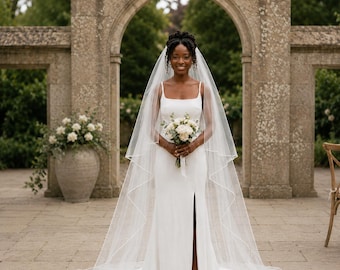 Rolled Edge Two-Tier Lightweight Soft Wedding Veil