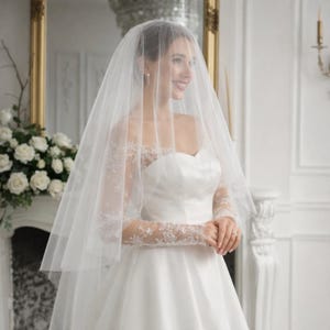 Long two layer wedding veil, tulle bridal veil, double layer veil for bride, soft long wedding veil, classic bridal veil