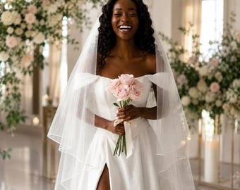 Two-Tier Rolled Edge Wedding Veil