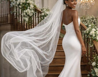 Velo de novia de una sola capa estilo catedral