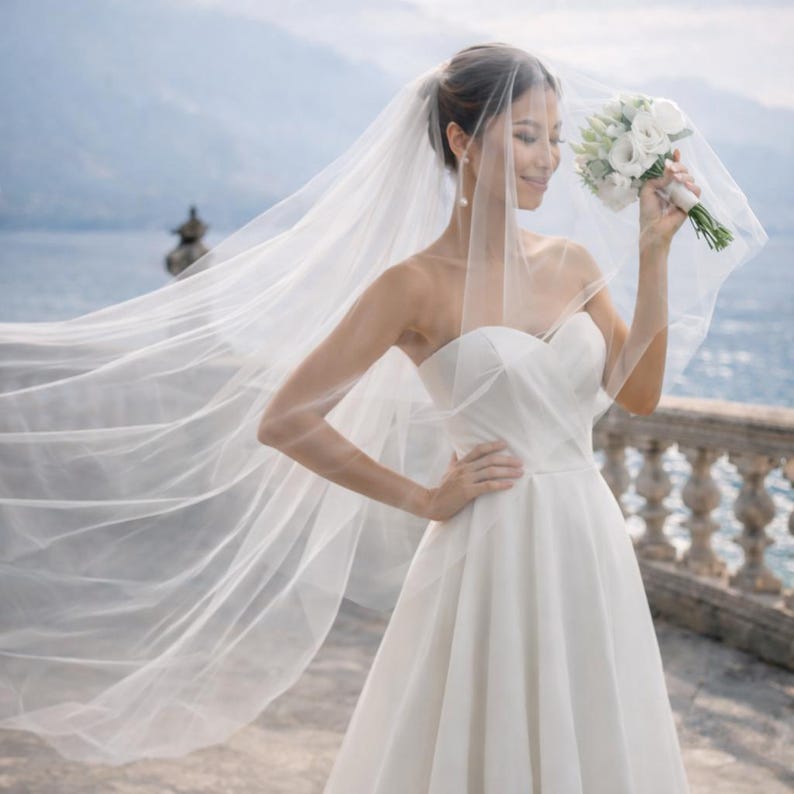 Long two layer wedding veil, tulle bridal veil, double layer veil for bride, soft long wedding veil, classic bridal veil