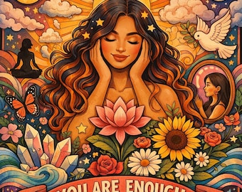 Self Love Affirmation Art Print | Boho Healing Energy (Instant Download)