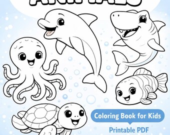 Aquatic Animals Coloring Pages for Kids, Ocean Sea Creatures Printable PDF (Ages 3-6)