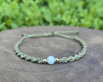 Makraméarmbandstillverkningssats för nybörjare ~ DIY-smycken ~ Inkluderar pappersguide och videohandledning ~ Amazonit ~ Välj din trådfärg