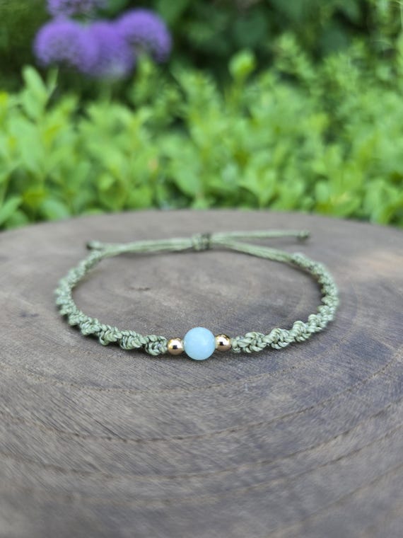 Macrame Bracelet Making Kit For Beginners~DIY Jewellery~Includes Paper Guide & Video Tutorial~Amazonite~Choose Your Thread Colour