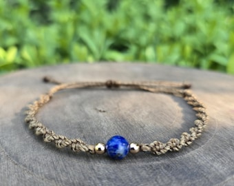 Macrame Bracelet Kit: Lapis Lazuli, Beginner DIY Jewelry (Video Tutorial Included)