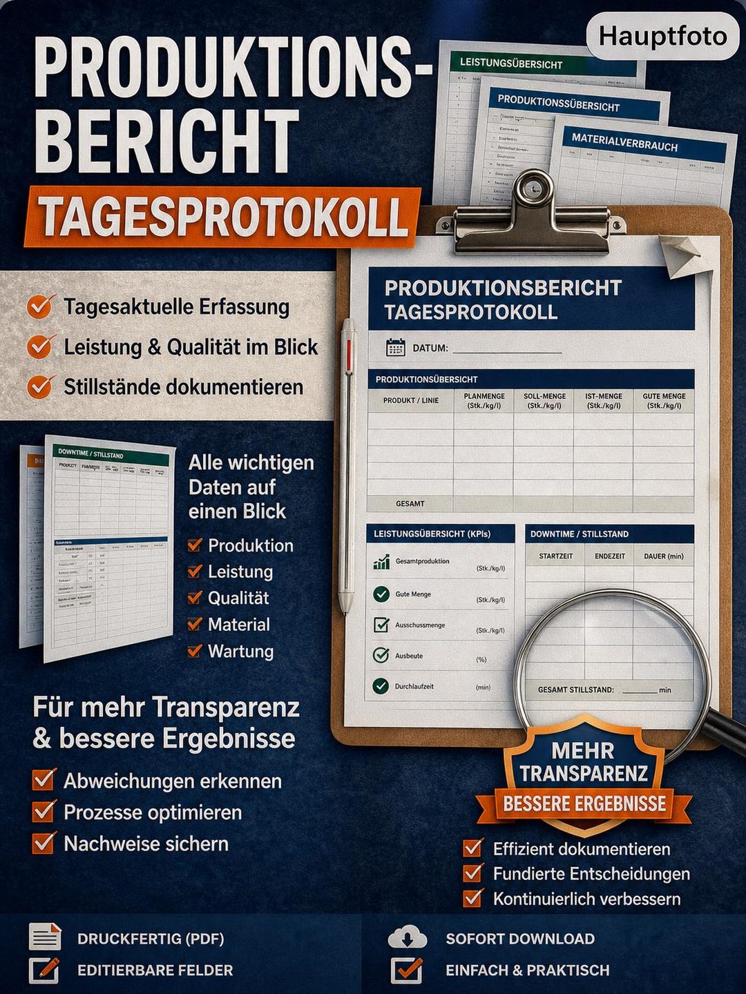 Production Report Daily Log Template / Food Production / Shift ...