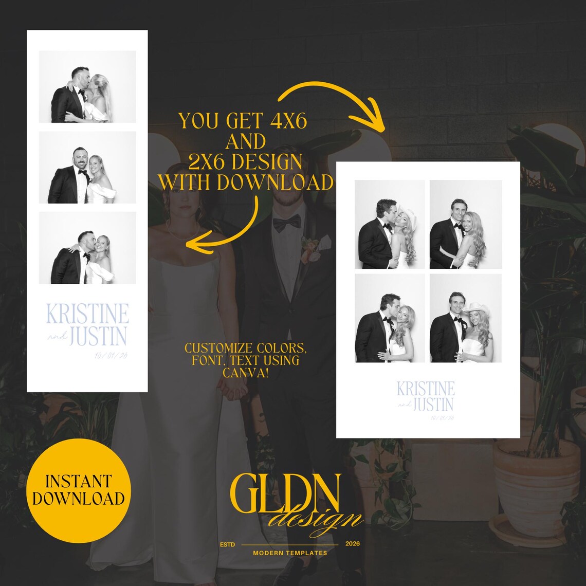 Booth Editable Photo Booth Template Editable Canva 2x 6 4 X 6 Modern Baby Blue + White ...
