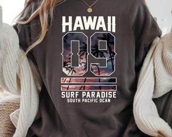 Hawaii Surf Paradise PNG, Tropical Sunset Palm Trees (Digital Download)