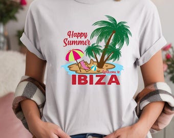Happy Summer Ibiza Beach Palm Tree Design (PNG SVG)