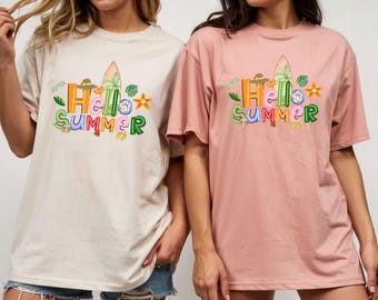 Hello Summer Beach Vibes PNG SVG, Trendy Tropical Shirt Design (Digital Download)
