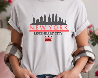 New York City Skyline T-Shirt, Legendary City Graphic Tee (Digital Download)