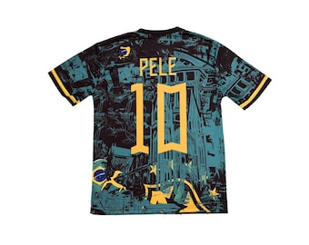 Pele #10 Brazil Football Kids Jersey - Legend Special Jesus Edition Soccer Fans Youth Uniform