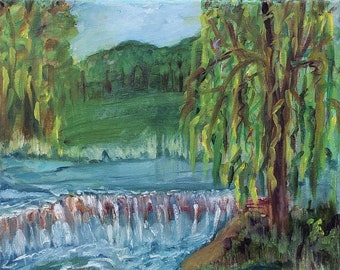 Original Oil Painting "Willows in the Park"