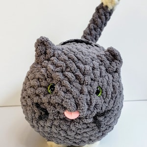 Long Grey Cat Crochet Plush toy image 1