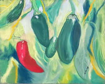 Original Pastel Painting - 'Jalapeños' - 12" x 9.5"