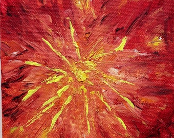 Original Red Abstract Oil Painting 2