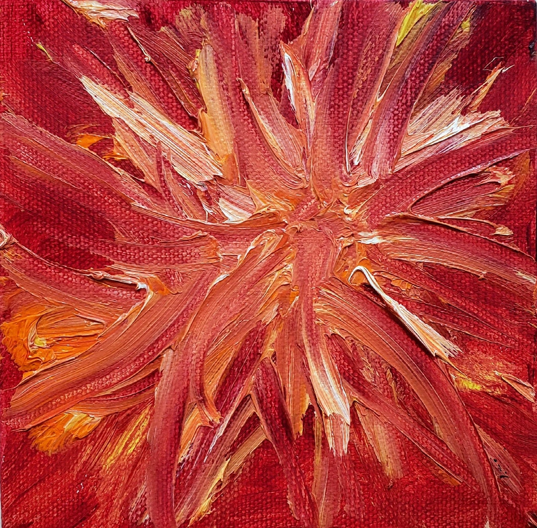 Original Red Abstract Oil Painting 3 Etsy