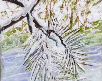 Original Pastel Painting - 'Snowy Branch' - 9.5" x 12"