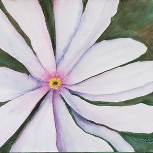 Original Watercolor Painting Star Magnolia zdjęcie 2