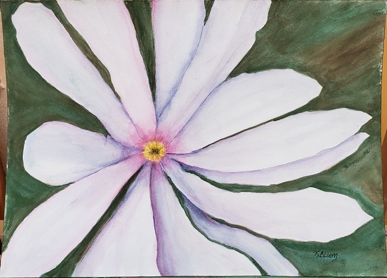 Original Watercolor Painting Star Magnolia zdjęcie 2