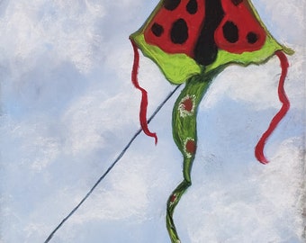 Original Pastel Painting - 'The Kite' - 9.5" x 12"