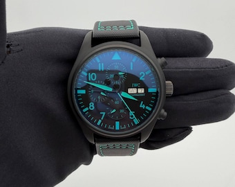 Vintage IWC Automatic Movement Black Dial, Black Rubber Strap Men's Watch | Gift For Men | Birthday Gift | Christmas Gift | Gift For Him