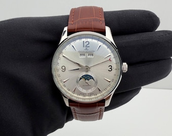 Vintage Jaeger-LeCoultre Automatic Movement Stainless Steel Body, Leather Strap Men Watch | Gift For Men | Birthday Gift | Christmas Gift